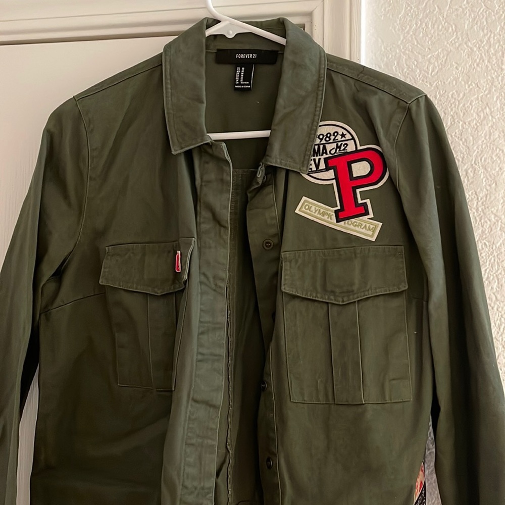 Green military jacket